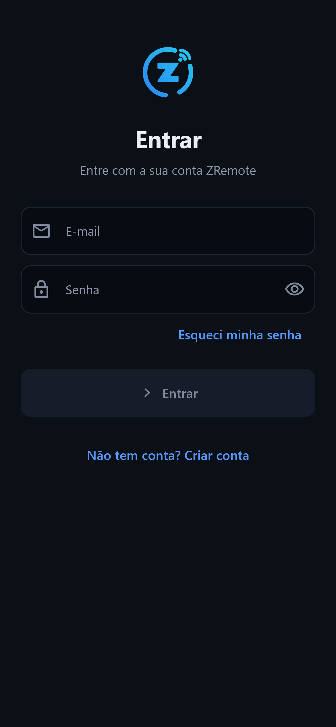 Conta ZRemote Cloud — Entre uma vez e mantenha PCs, plano e sessões na mesma conta.